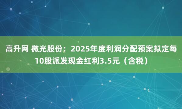 高升网 微光股份：2025年度利润分配预案拟定每10股派发现金红利3.5元（含税）